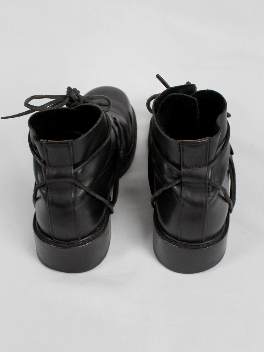 vaniitas Dirk Bikkembergs black boots with flap and laces through the soles (3)
