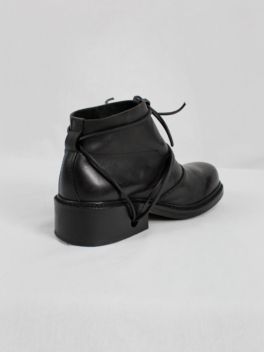 vaniitas Dirk Bikkembergs black boots with flap and laces through the soles fall 1994 (17)