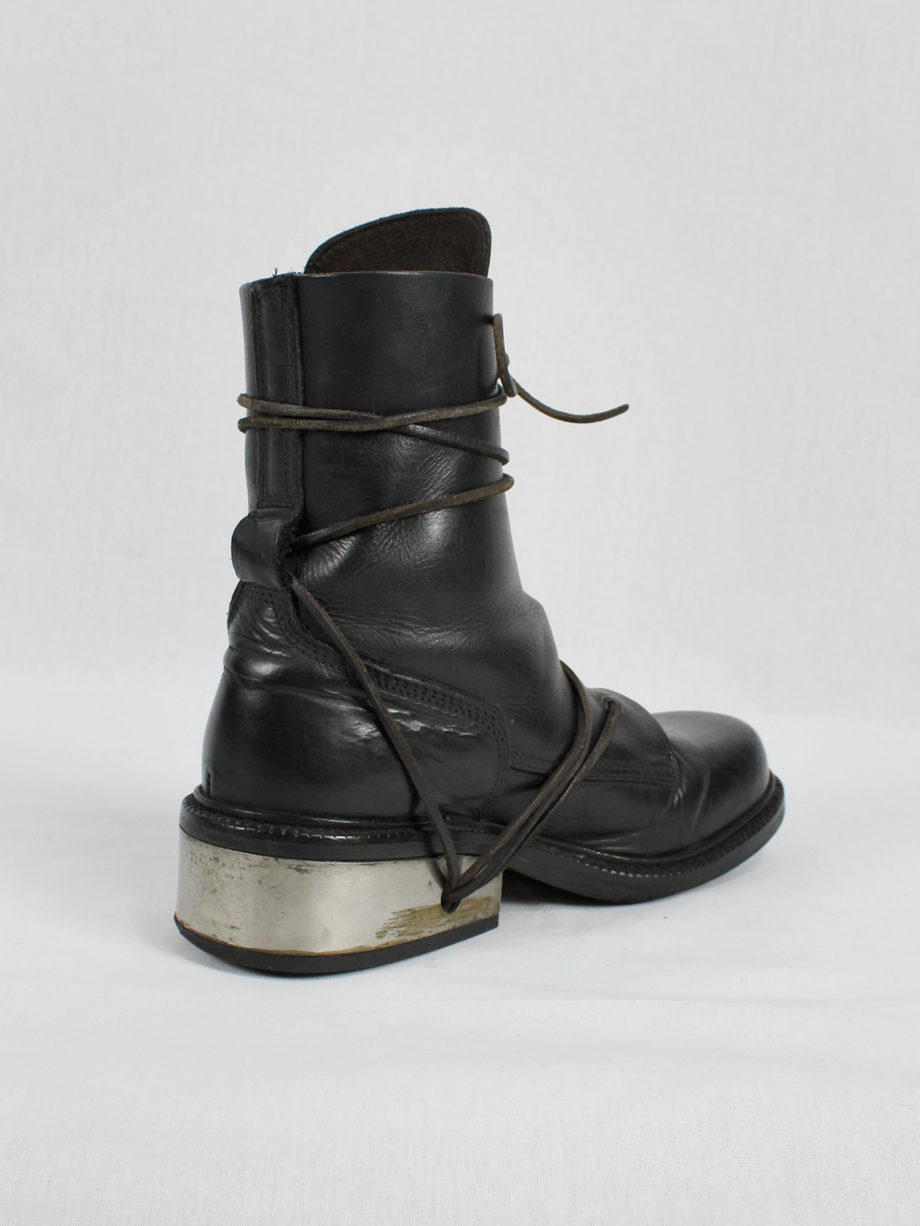 vaniitas Dirk Bikkembergs black tall boots with laces through the metal heel 90s (13)