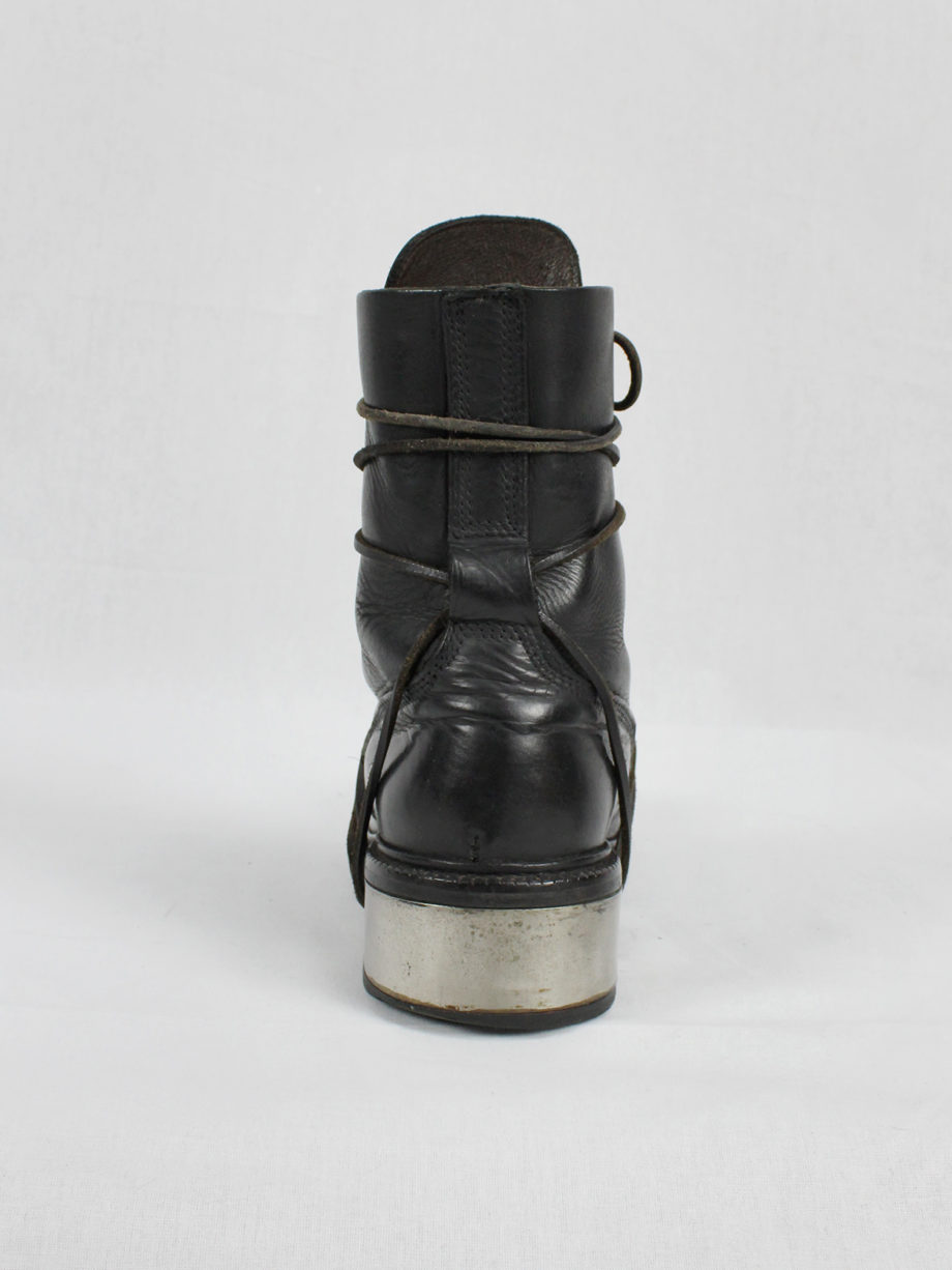 vaniitas Dirk Bikkembergs black tall boots with laces through the metal heel 90s (14)
