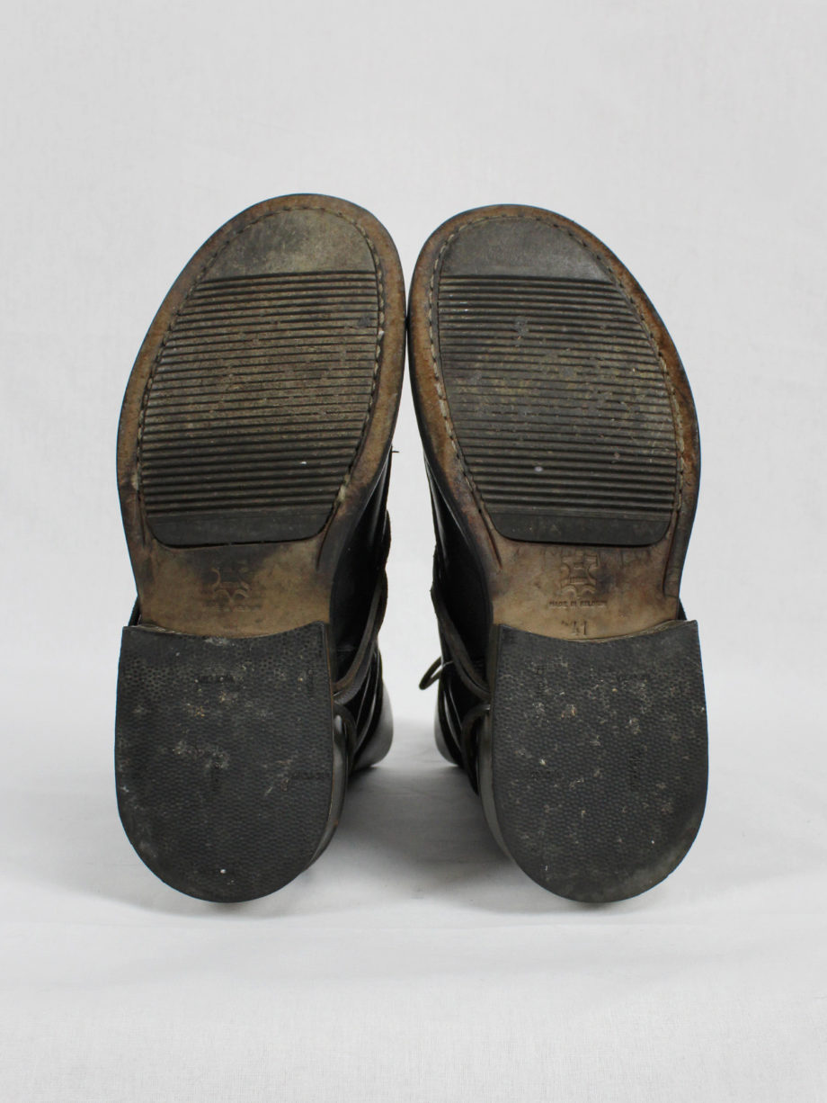 vaniitas Dirk Bikkembergs black tall boots with laces through the metal heel 90s (16)