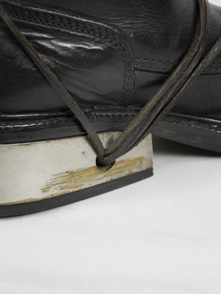 vaniitas Dirk Bikkembergs black tall boots with laces through the metal heel 90s (6)
