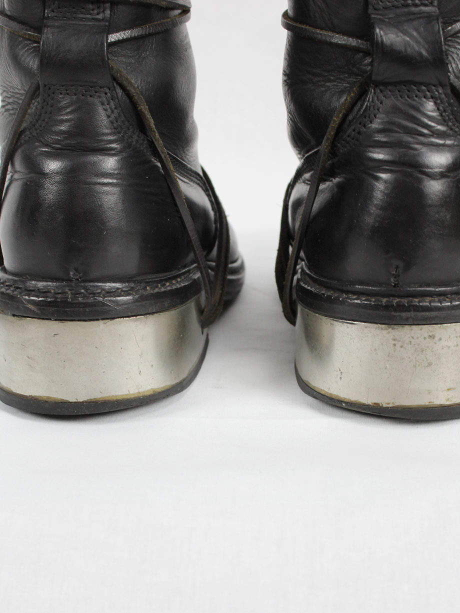 vaniitas Dirk Bikkembergs black tall boots with laces through the metal heel 90s (7)