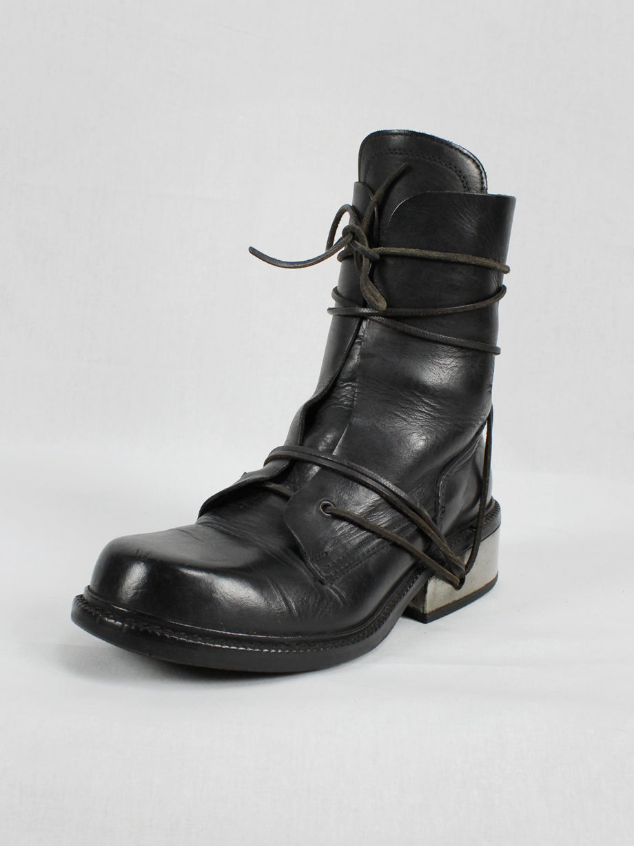 vaniitas Dirk Bikkembergs black tall boots with laces through the metal heel 90s (9)