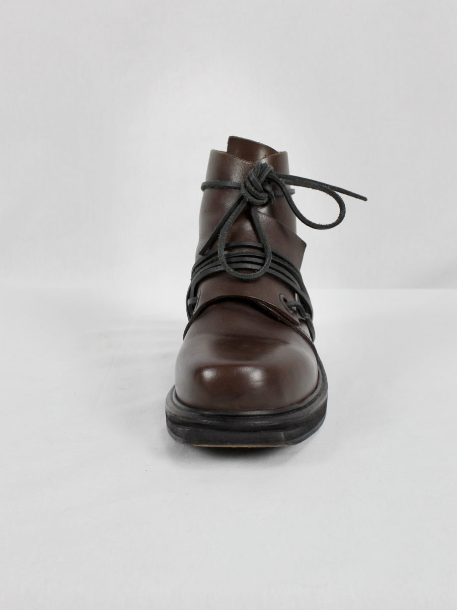 vaniitas Dirk Bikkembergs brown mountaineering boots with laces through the soles 1990s (1)