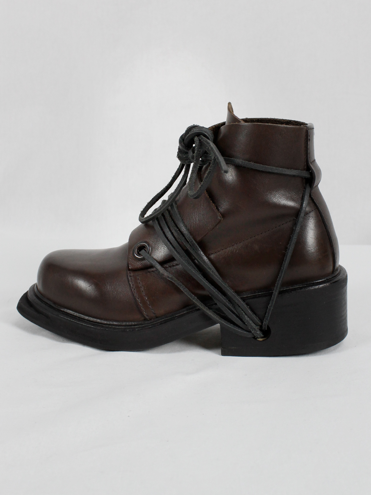 vaniitas Dirk Bikkembergs brown mountaineering boots with laces through the soles 1990s (18)