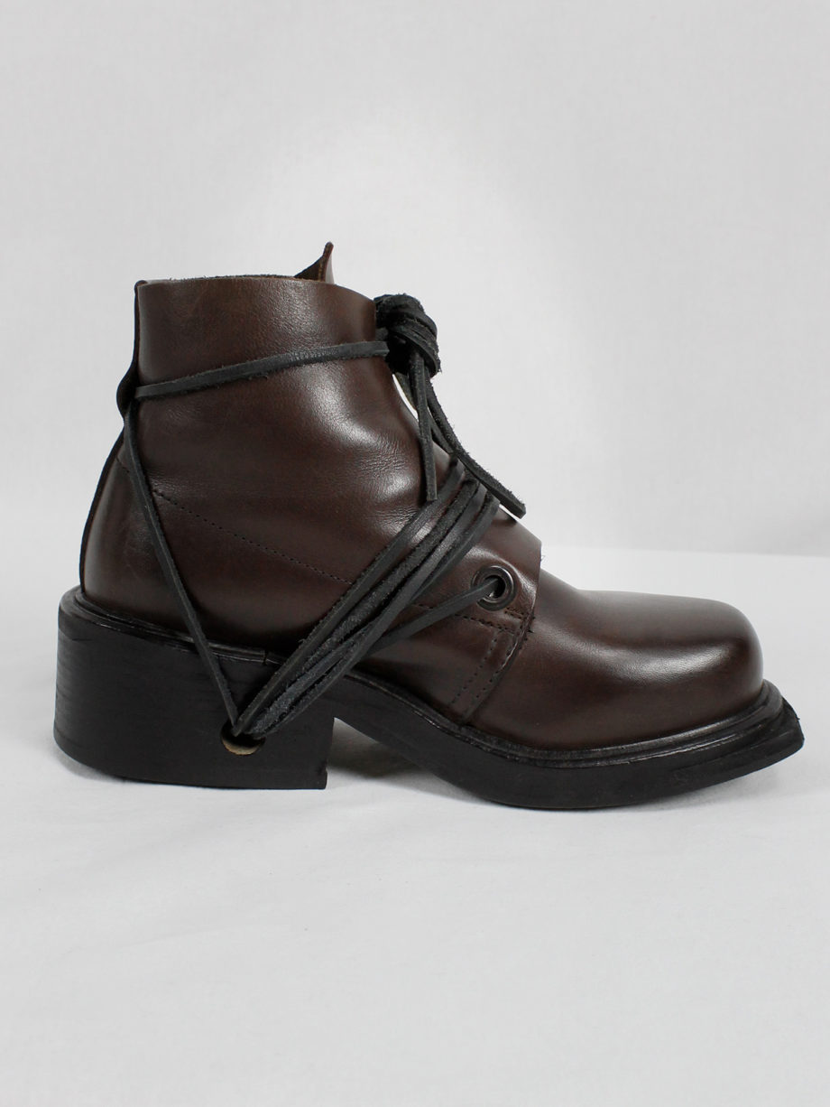vaniitas Dirk Bikkembergs brown mountaineering boots with laces through the soles 1990s (3)