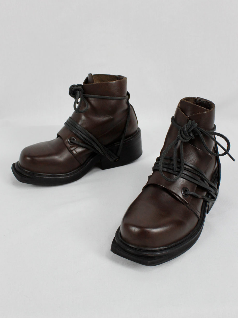 vaniitas Dirk Bikkembergs brown mountaineering boots with laces through the soles 1990s (8)