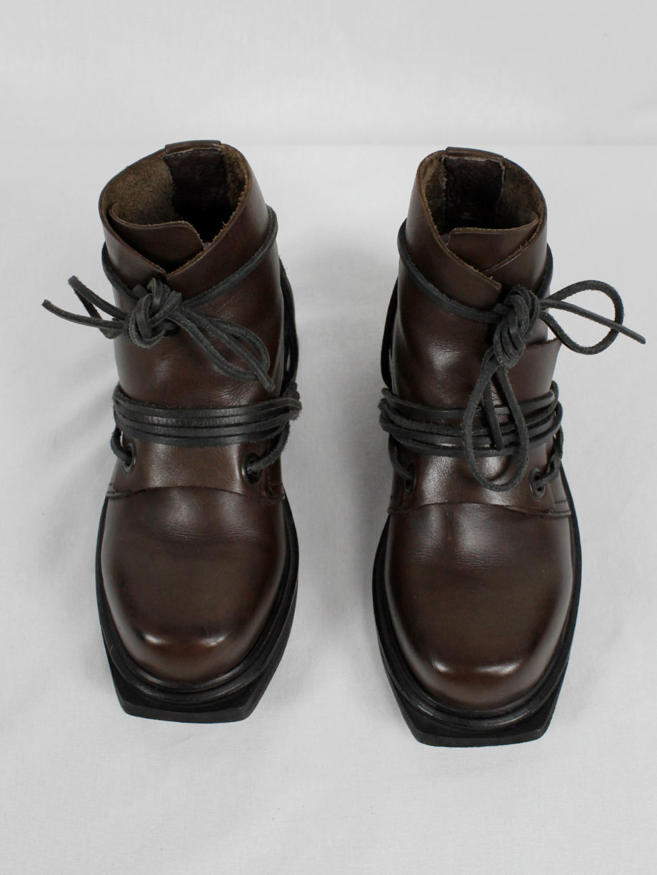 vaniitas Dirk Bikkembergs brown mountaineering boots with laces through the soles 1990s (9)