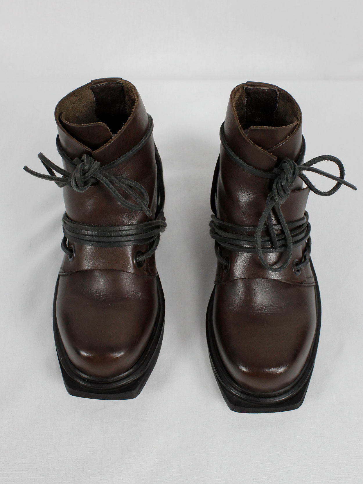 Dirk Bikkembergs brown mountaineering boots with laces through the ...