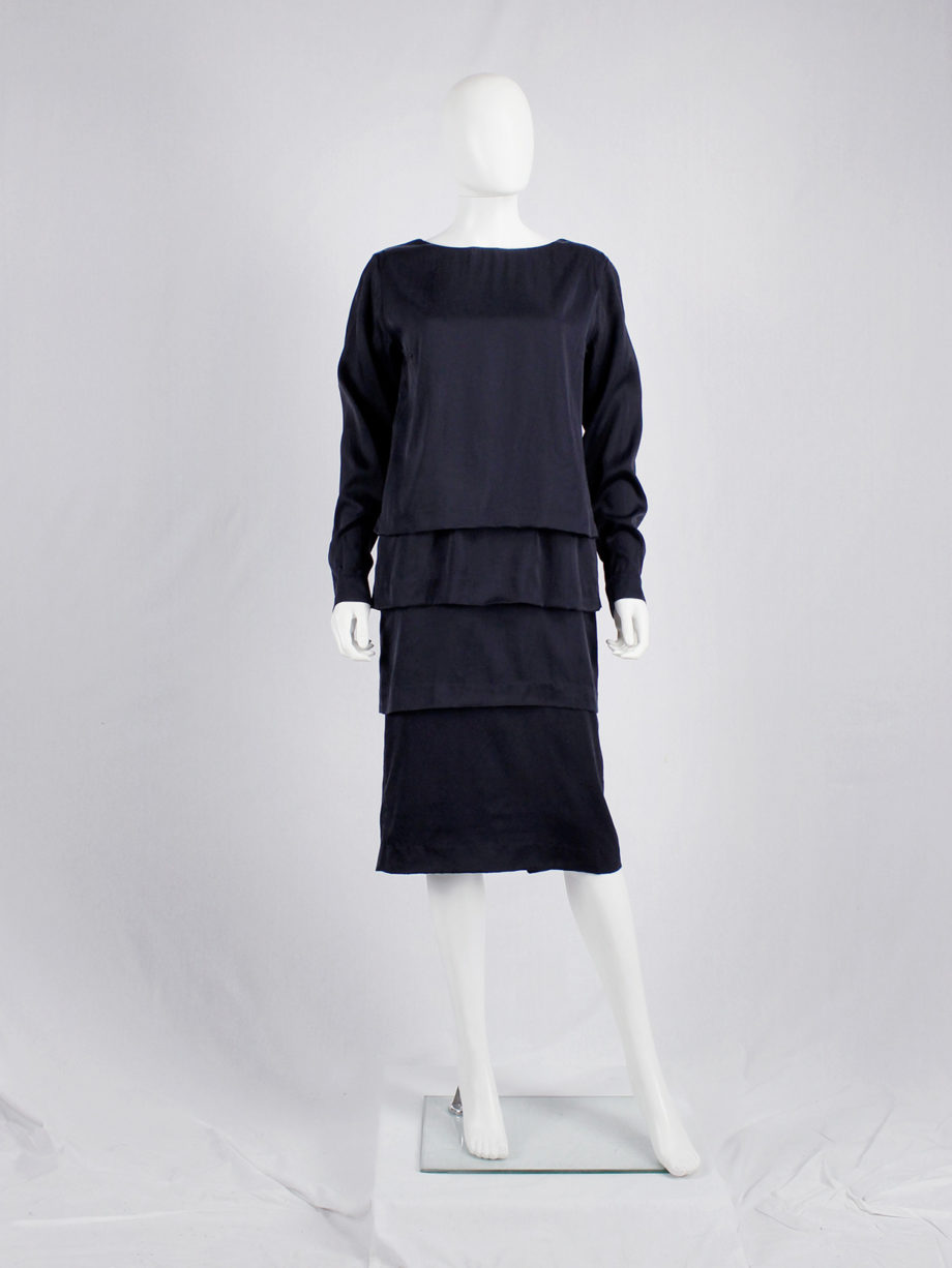 vaniitas Dries Van Noten dark purple dress with tiered skirt fall 2013 (5)