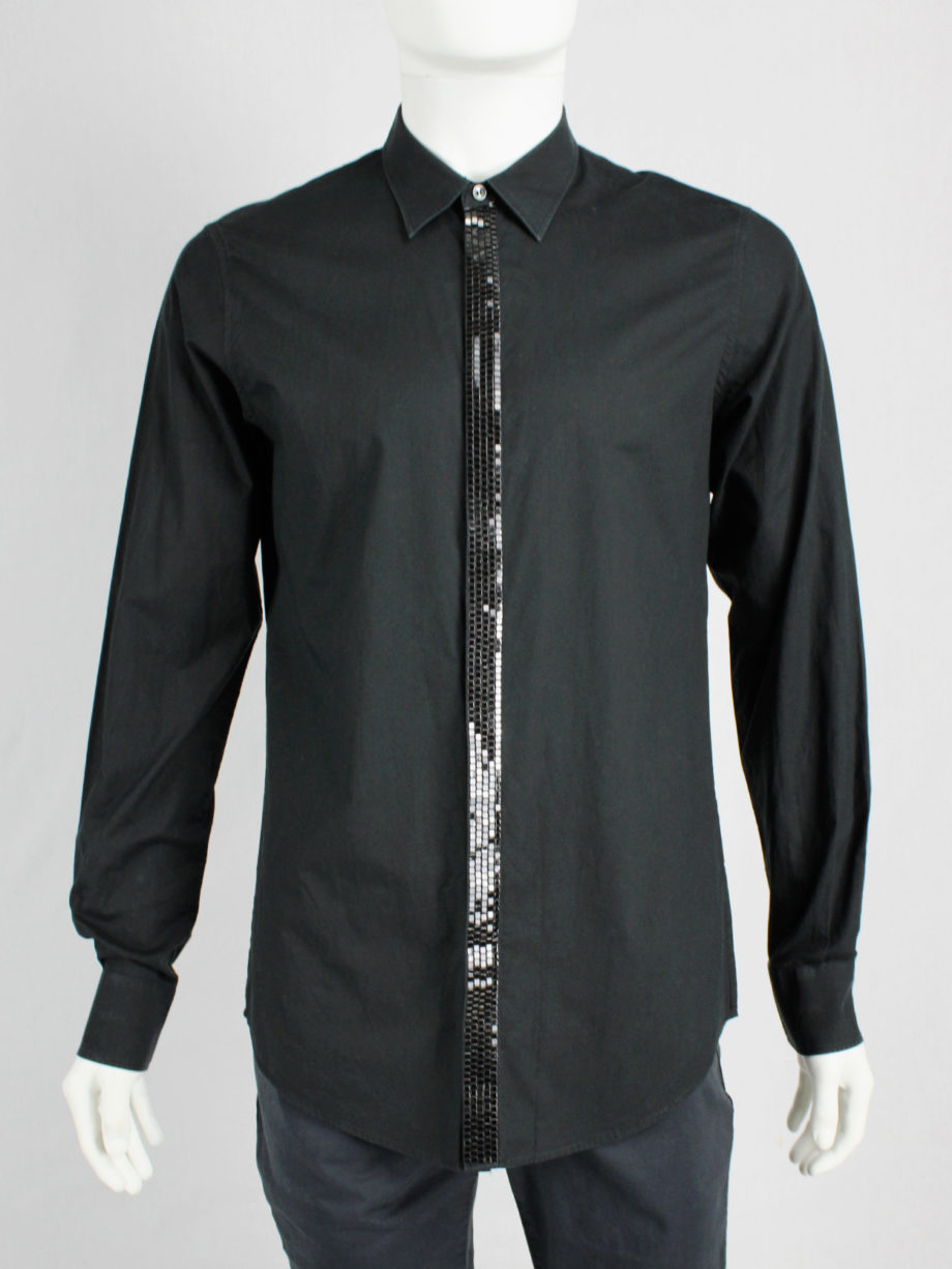 vaniitas Maison Martin Margiela black shirt with disco mirror strip spring 2009 (1)