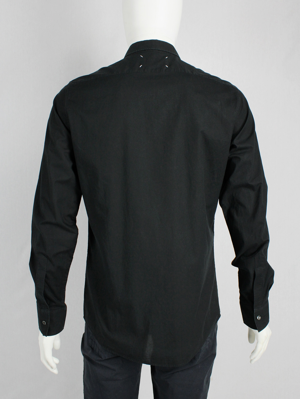 Maison Martin Margiela black shirt with disco mirror strip — spring ...