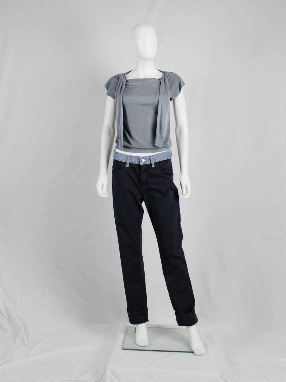 vaniitas Maison Martin Margiela blue jumper with the sleeves pulled inside out 1997 (2)