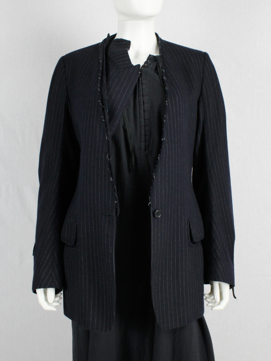 vaniitas Maison Martin Margiela pinstripe blazer with detached lapel and exclusive fabric tags fall 2004 (1)