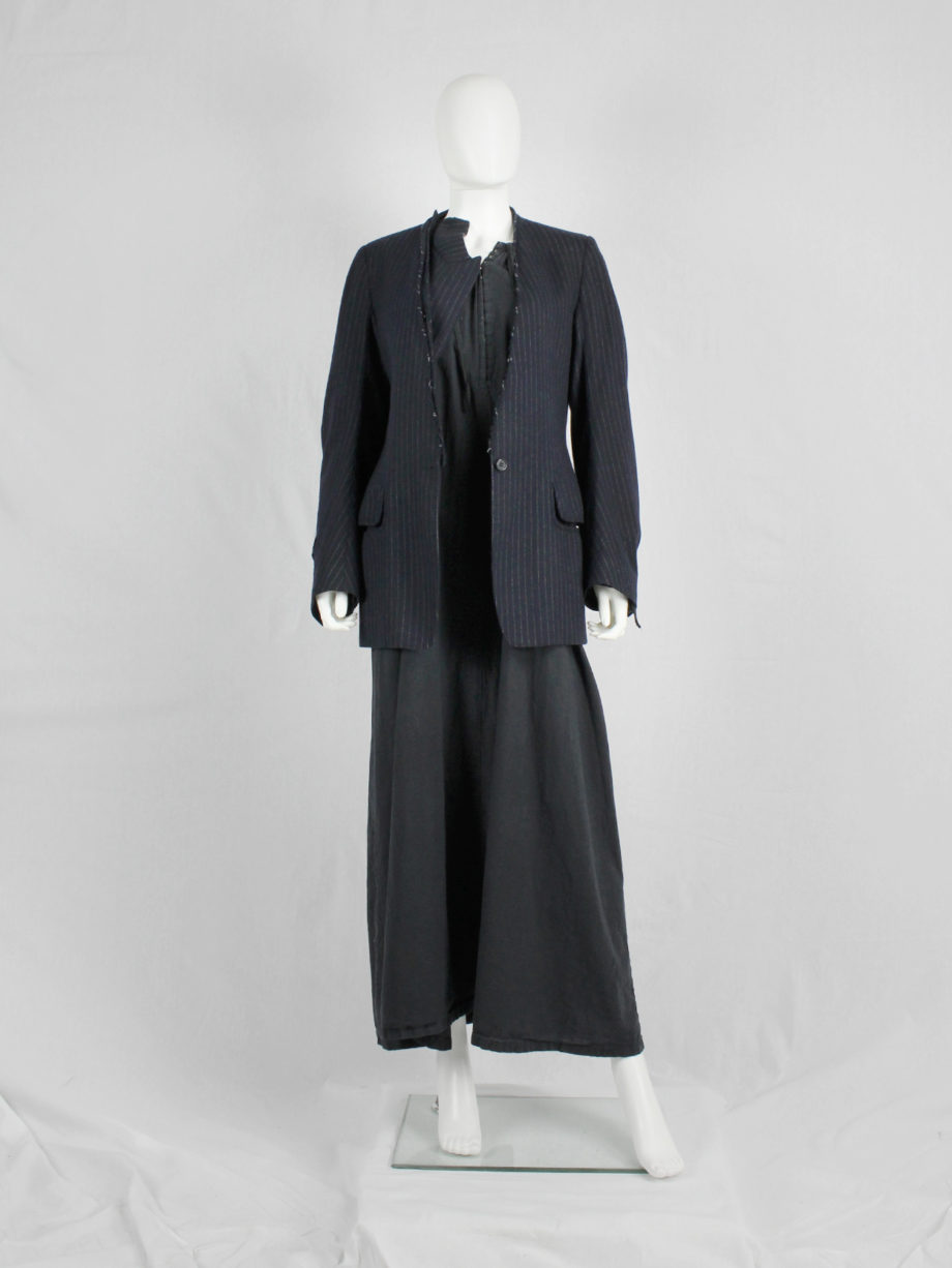 vaniitas Maison Martin Margiela pinstripe blazer with detached lapel and exclusive fabric tags fall 2004 (2)