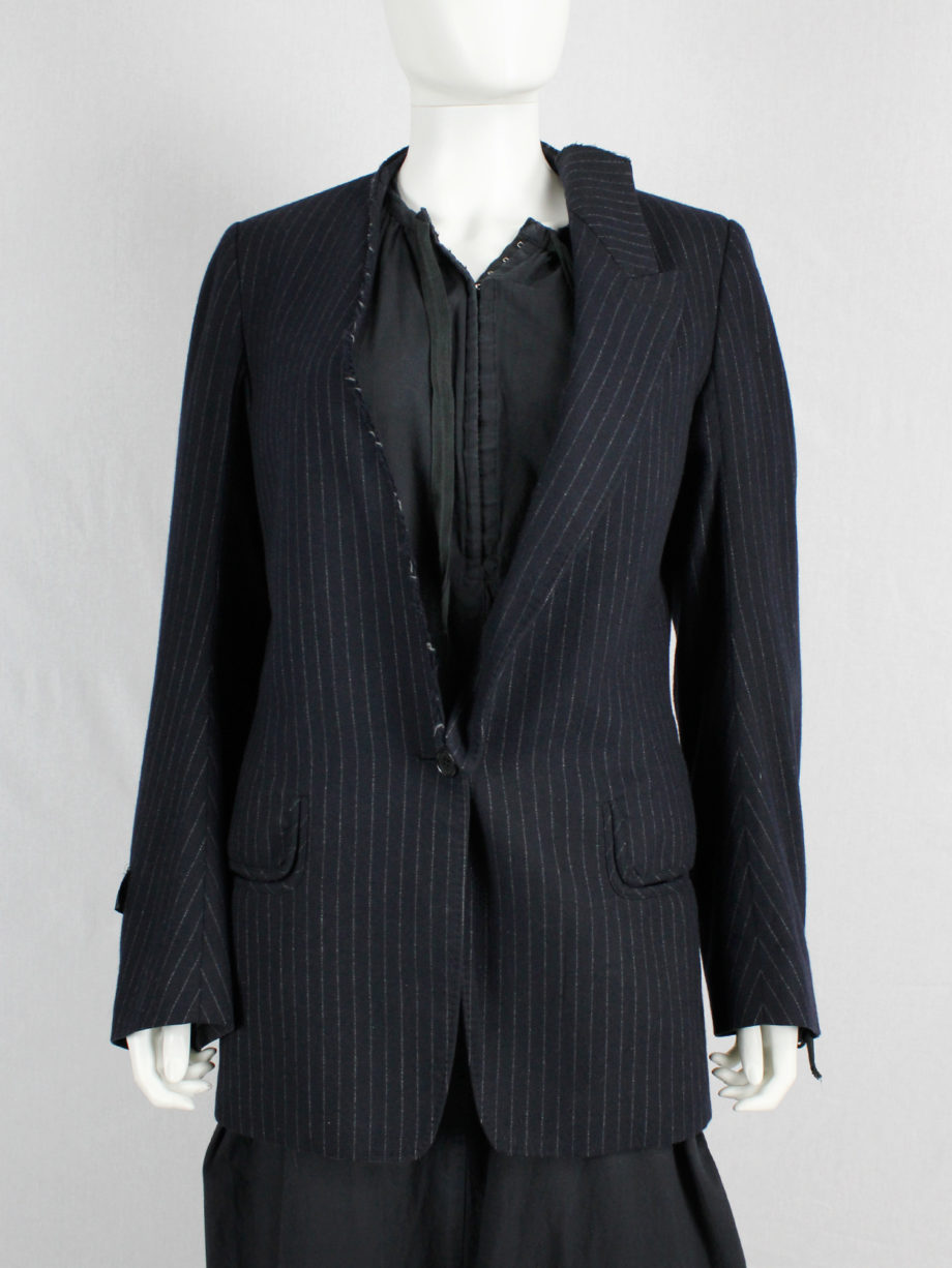vaniitas Maison Martin Margiela pinstripe blazer with detached lapel and exclusive fabric tags fall 2004 (7)