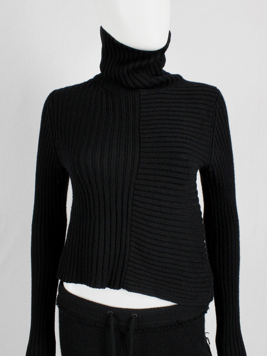 vaniitas Yohji Yamamoto black turleneck jumper with drooping side and extra long sleeves (1)