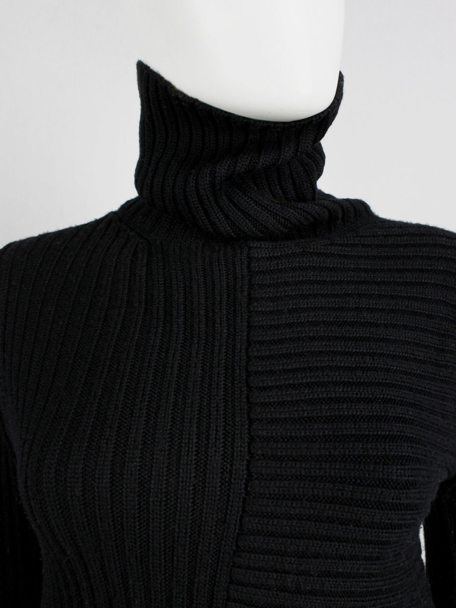 vaniitas Yohji Yamamoto black turleneck jumper with drooping side and extra long sleeves (2)