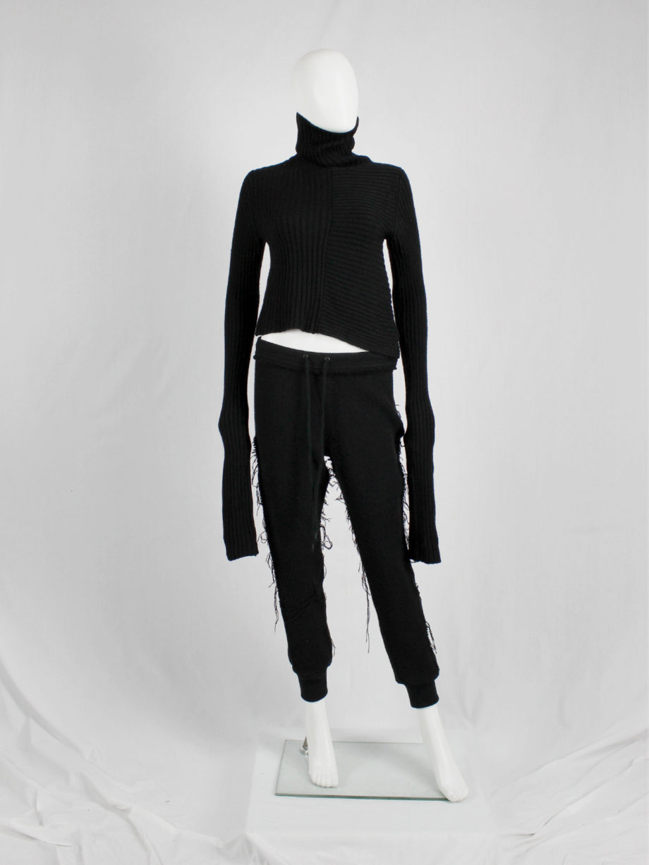 vaniitas Yohji Yamamoto black turleneck jumper with drooping side and extra long sleeves (4)