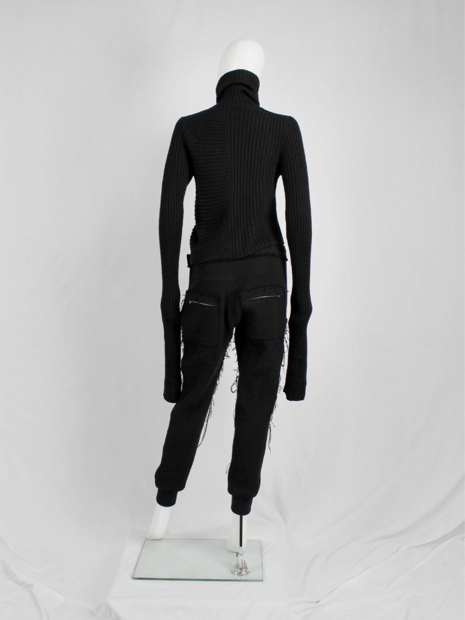 vaniitas Yohji Yamamoto black turleneck jumper with drooping side and extra long sleeves (5)