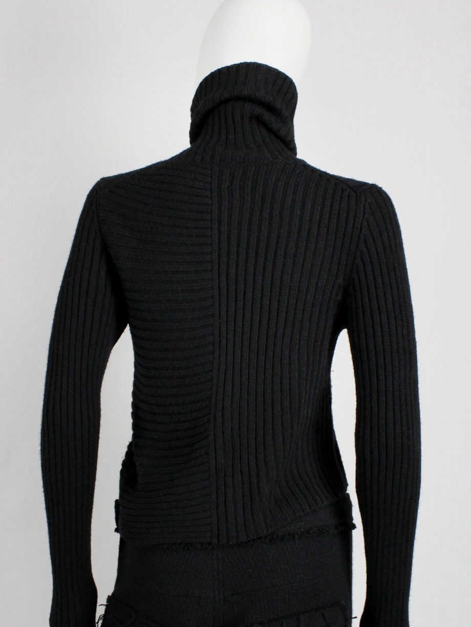 vaniitas Yohji Yamamoto black turleneck jumper with drooping side and extra long sleeves (6)