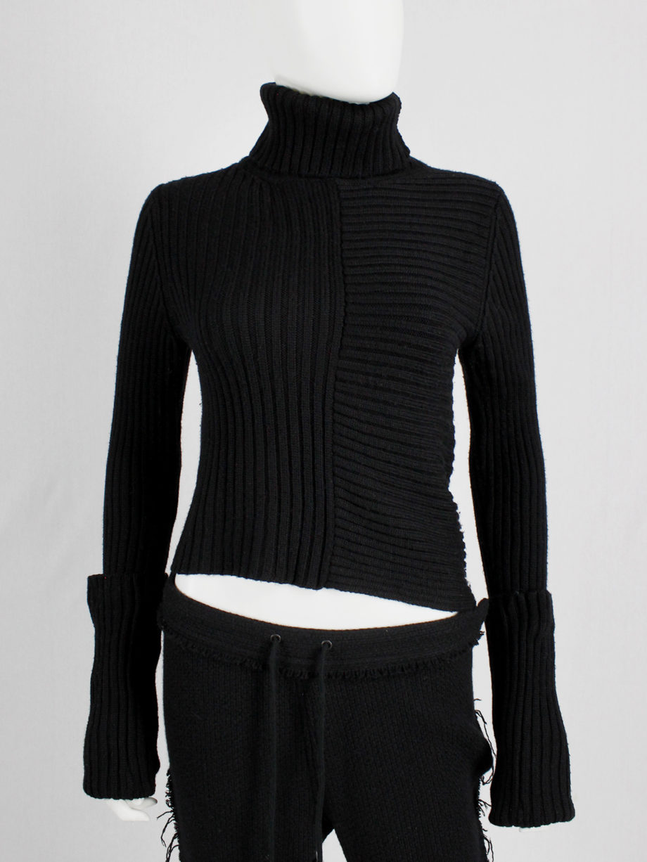 vaniitas Yohji Yamamoto black turleneck jumper with drooping side and extra long sleeves (7)