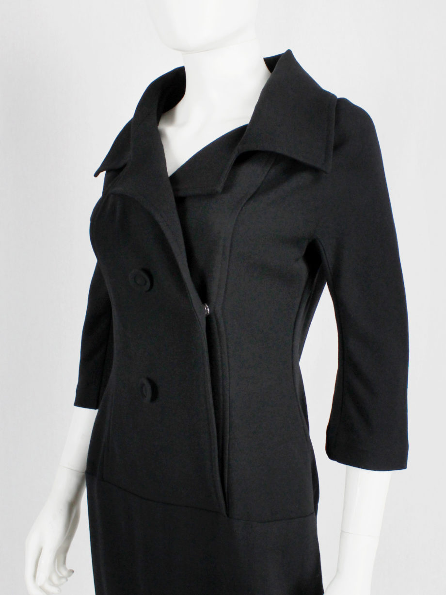 vaniitas Yohji Yamamoto black twinset-inspired dress with fabric covered buttons (1)