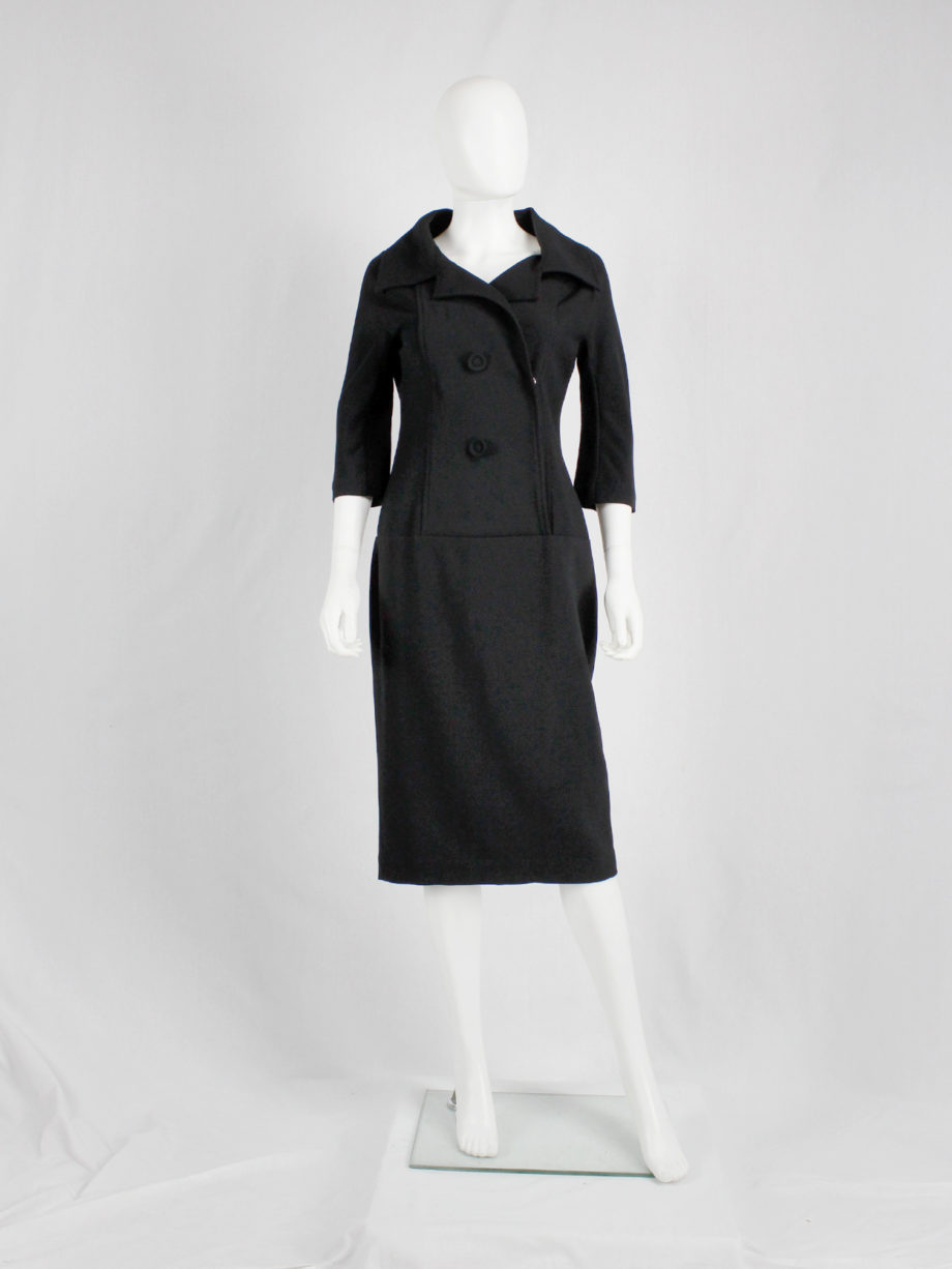 vaniitas Yohji Yamamoto black twinset-inspired dress with fabric covered buttons (16)