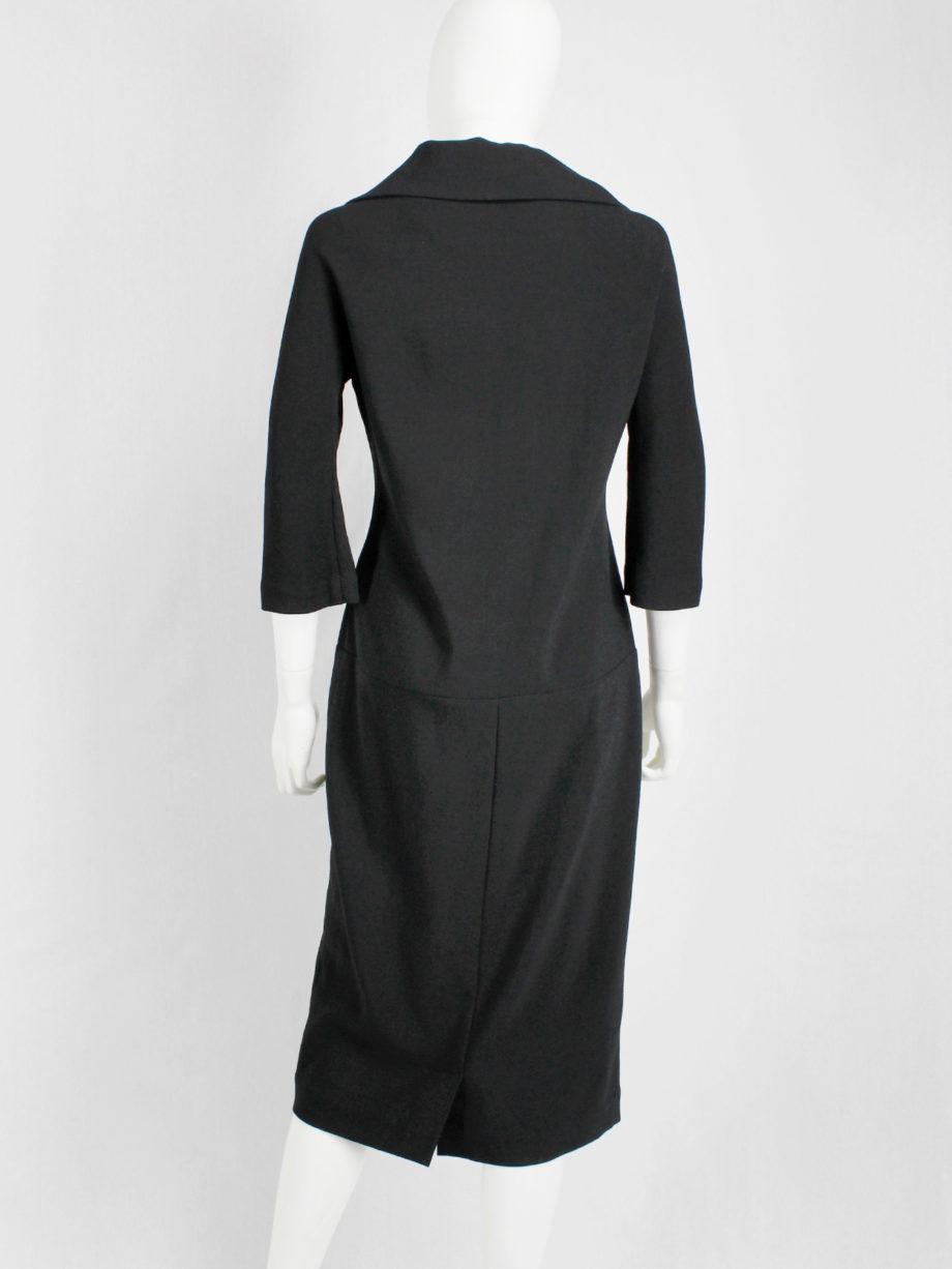 vaniitas Yohji Yamamoto black twinset-inspired dress with fabric covered buttons (5)