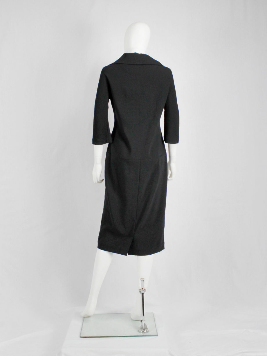 vaniitas Yohji Yamamoto black twinset-inspired dress with fabric covered buttons (6)