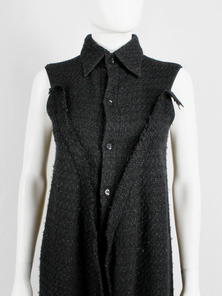vaniitas Yohji Yamamoto grey woven shirtdress with frayed panels (10)