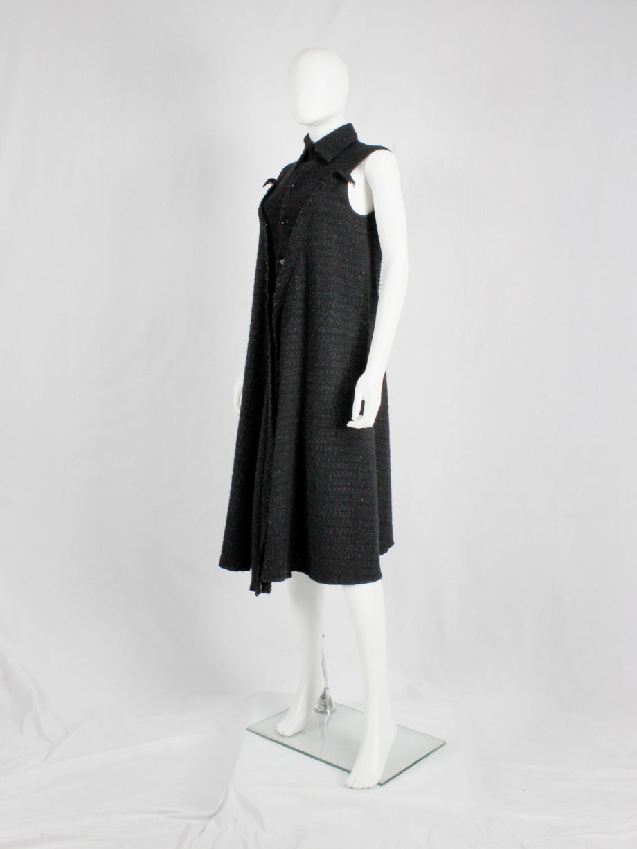 vaniitas Yohji Yamamoto grey woven shirtdress with frayed panels (13)