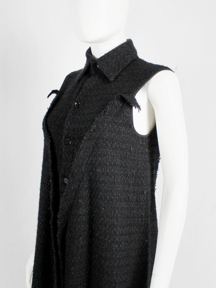 vaniitas Yohji Yamamoto grey woven shirtdress with frayed panels (14)