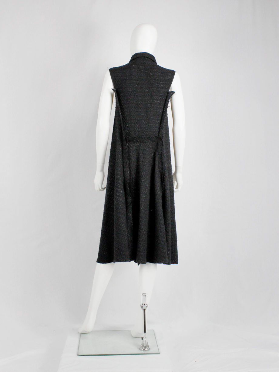 vaniitas Yohji Yamamoto grey woven shirtdress with frayed panels (2)