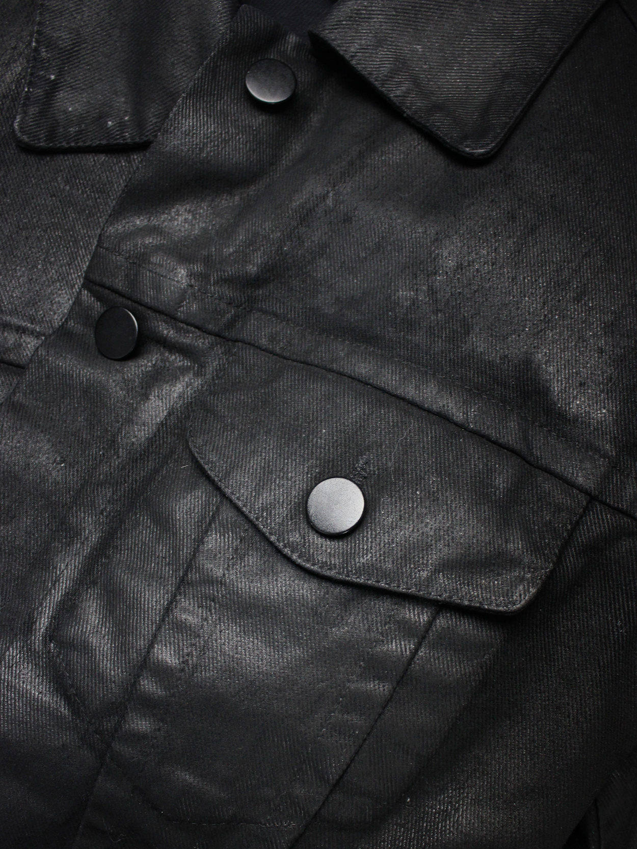 Maison Martin Margiela 6 black coated denim jacket — spring 1997 - V A ...