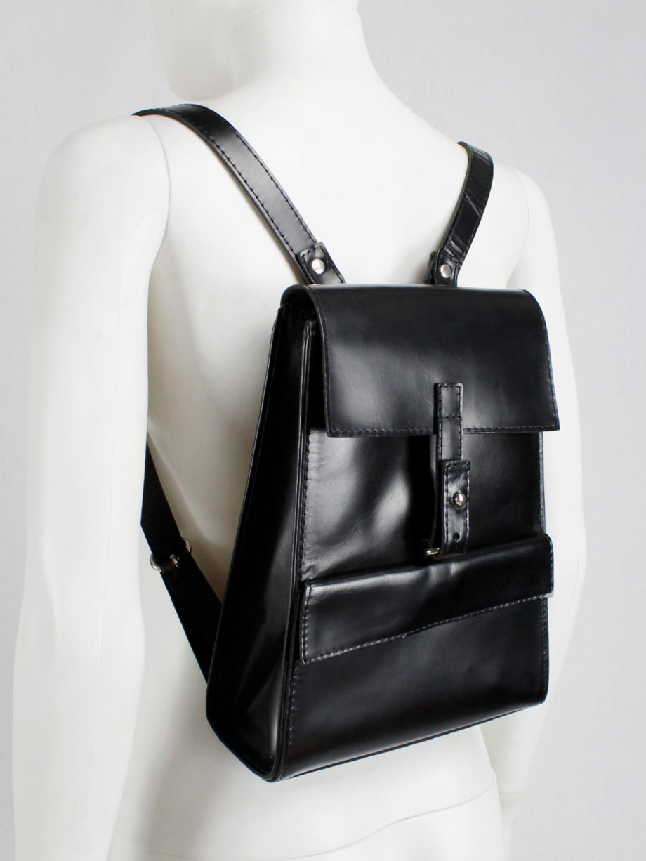 vaniitas vintage Ys Yohji Yamamoto black leather backpack (5)