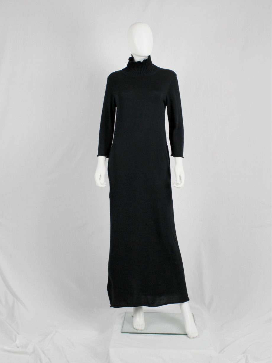 vaniitas ys Yohji Yamamoto black knit maxi dress with turtleneck (1)