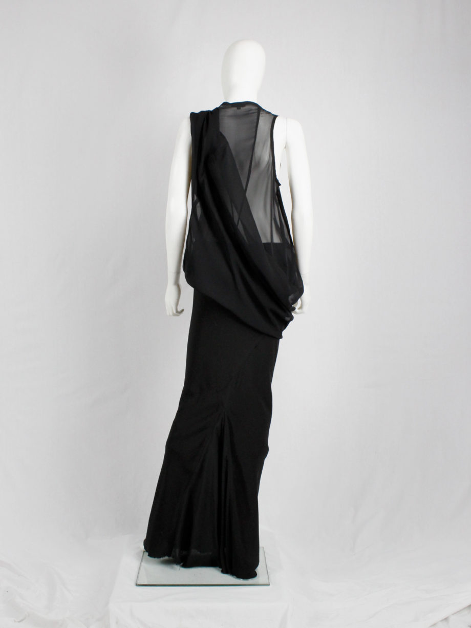 vintage Ann Demeulemeester black sheer draped top or maxi dress (1)