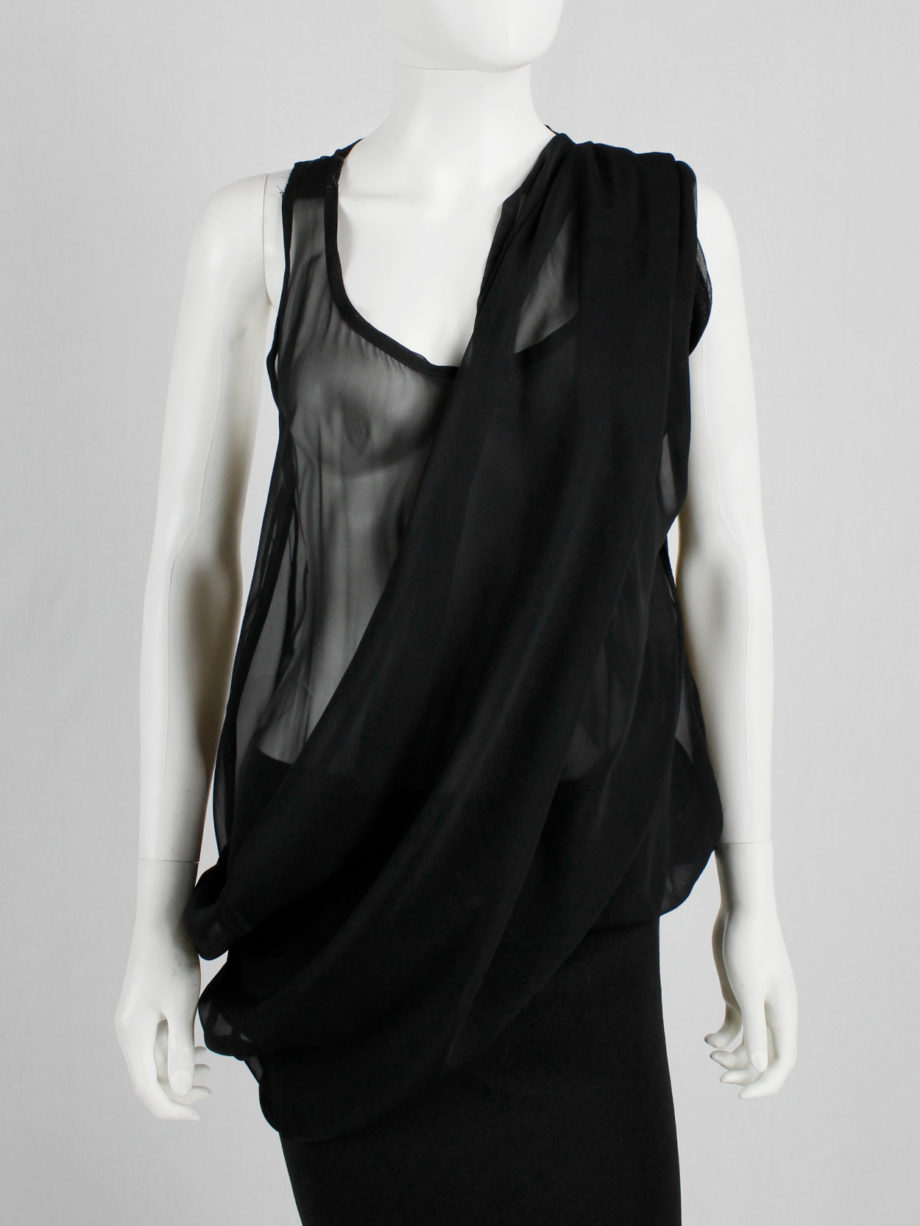 vintage Ann Demeulemeester black sheer draped top or maxi dress (13)
