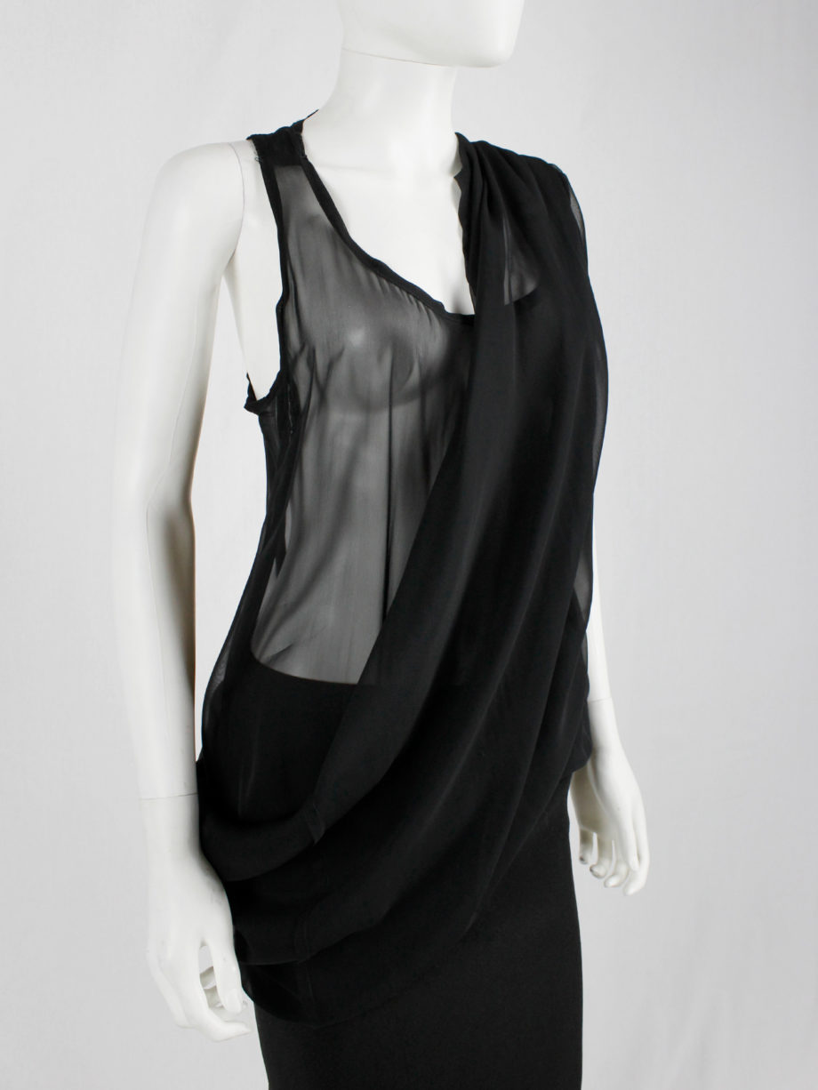 vintage Ann Demeulemeester black sheer draped top or maxi dress (14)