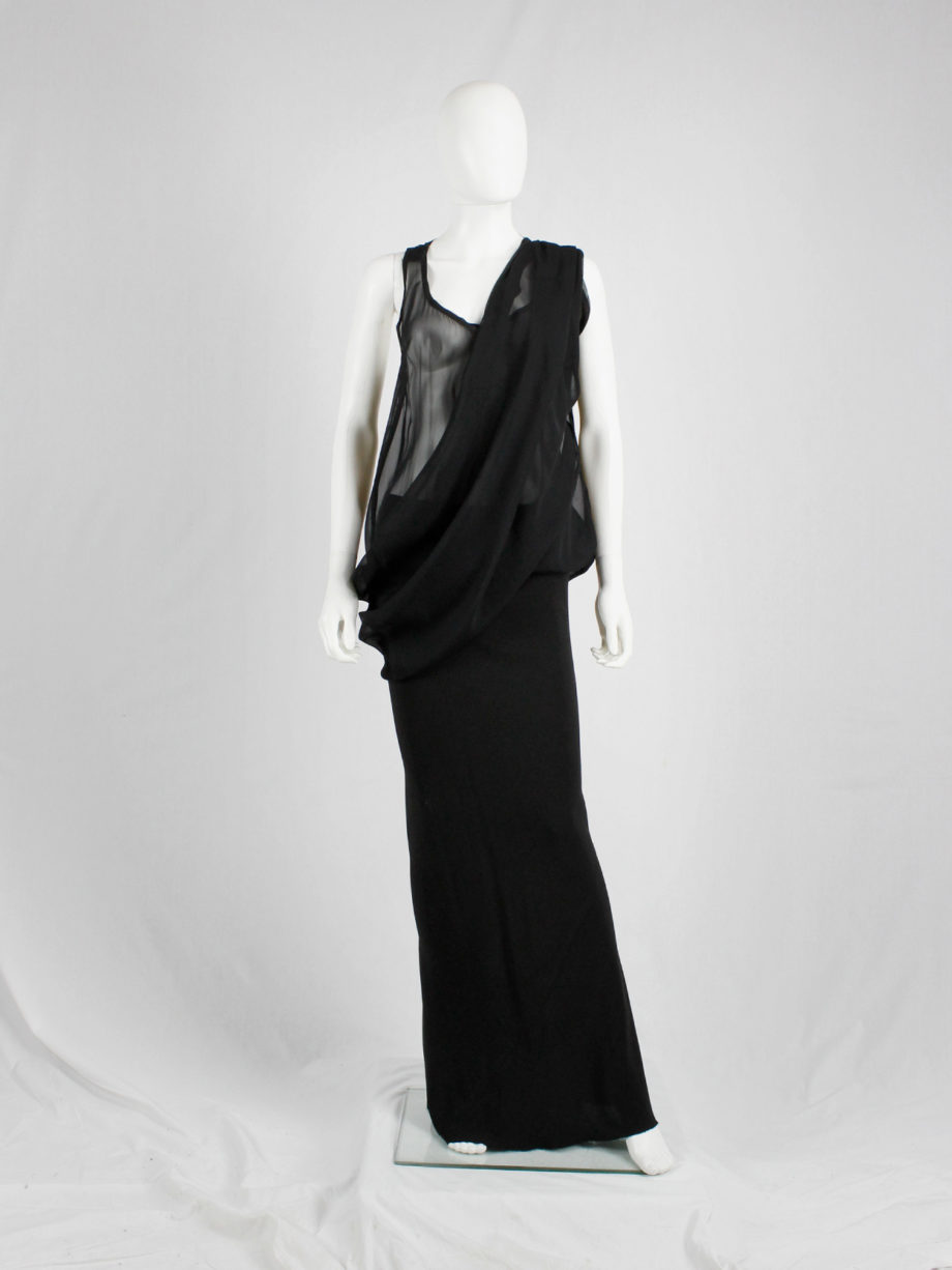 vintage Ann Demeulemeester black sheer draped top or maxi dress (15)