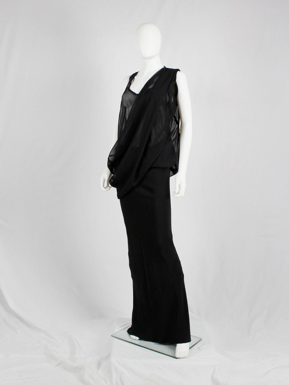 vintage Ann Demeulemeester black sheer draped top or maxi dress (16)
