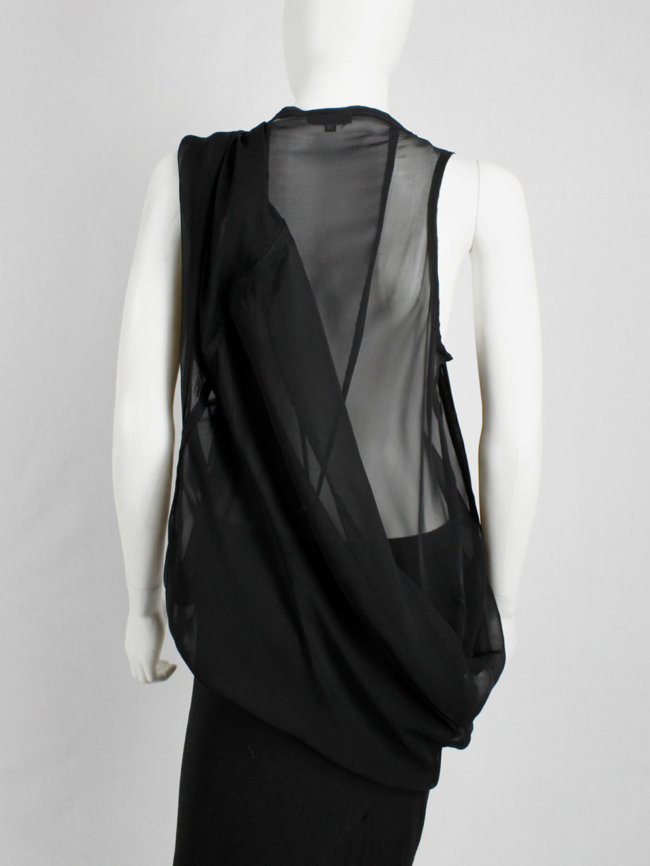 vintage Ann Demeulemeester black sheer draped top or maxi dress (18)