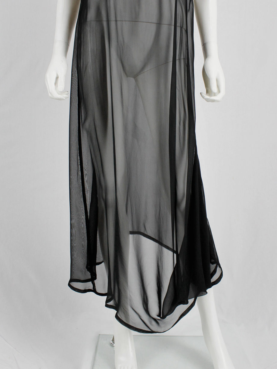vintage Ann Demeulemeester black sheer draped top or maxi dress (8)