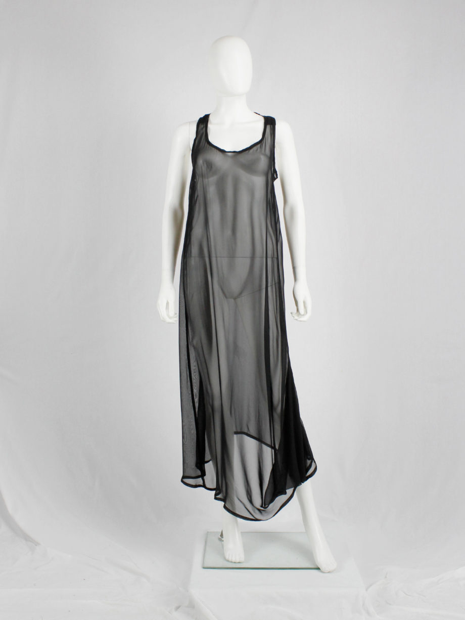 vintage Ann Demeulemeester black sheer draped top or maxi dress (9)
