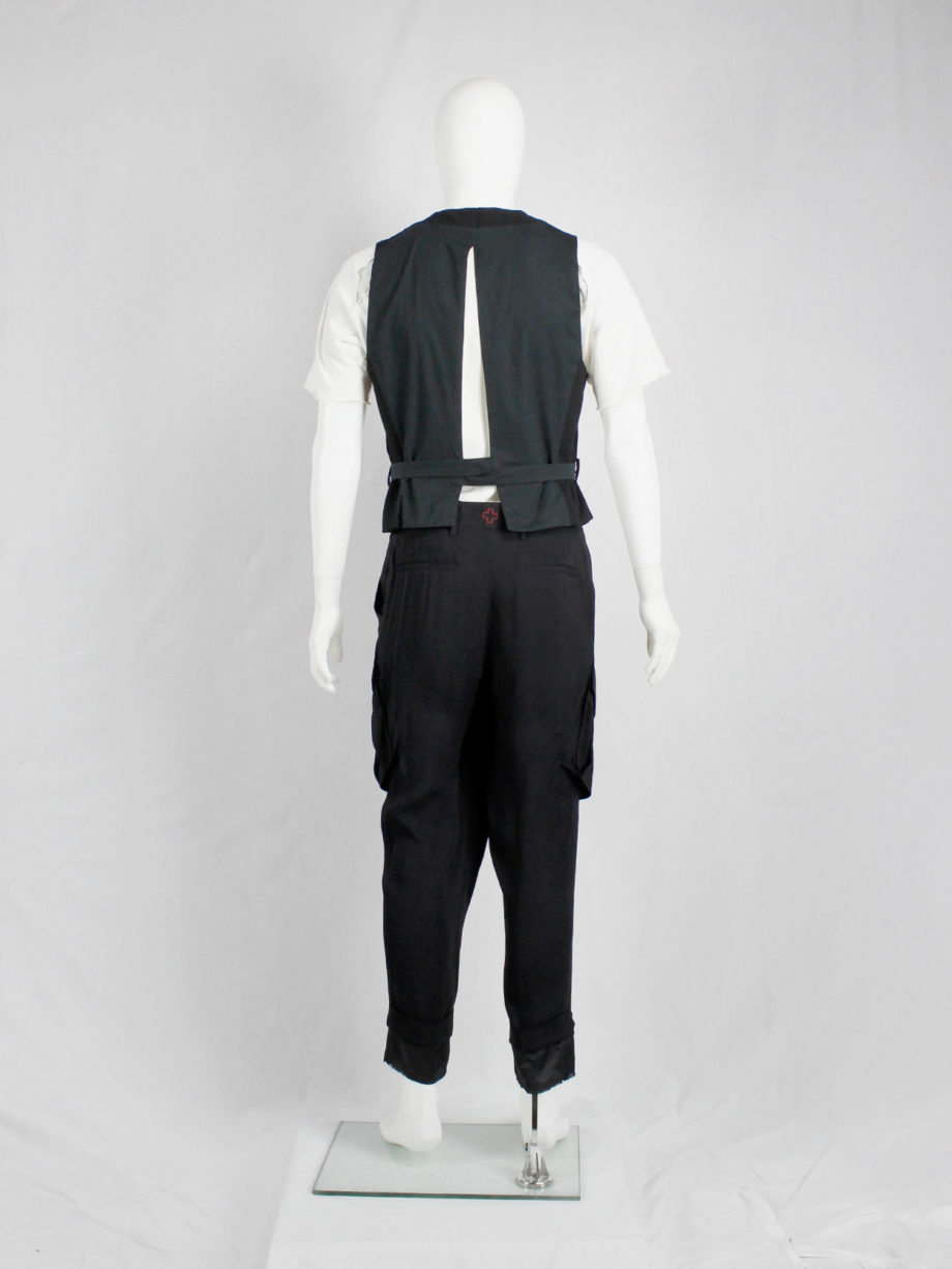 vintage Dirk Bikkembergs black belted waistcoat with slit back early 90s (5)