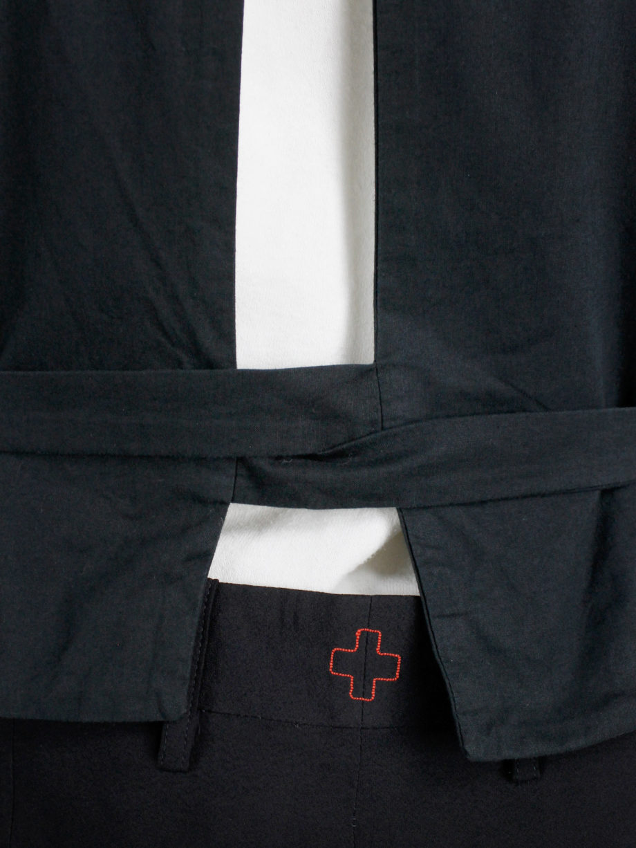 vintage Dirk Bikkembergs black belted waistcoat with slit back early 90s (7)
