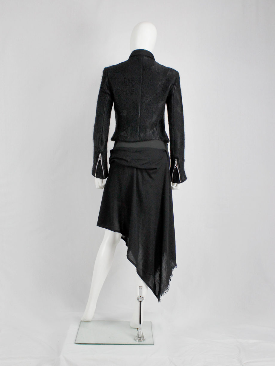 vintage Yohji Yamamoto black miniskirt with black draped scarf (10)