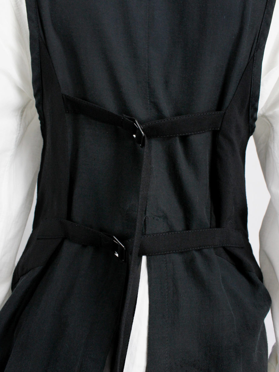 Ann Demeulemeester black cutaway waistcoat with back slit and straps spring 2007 (11)